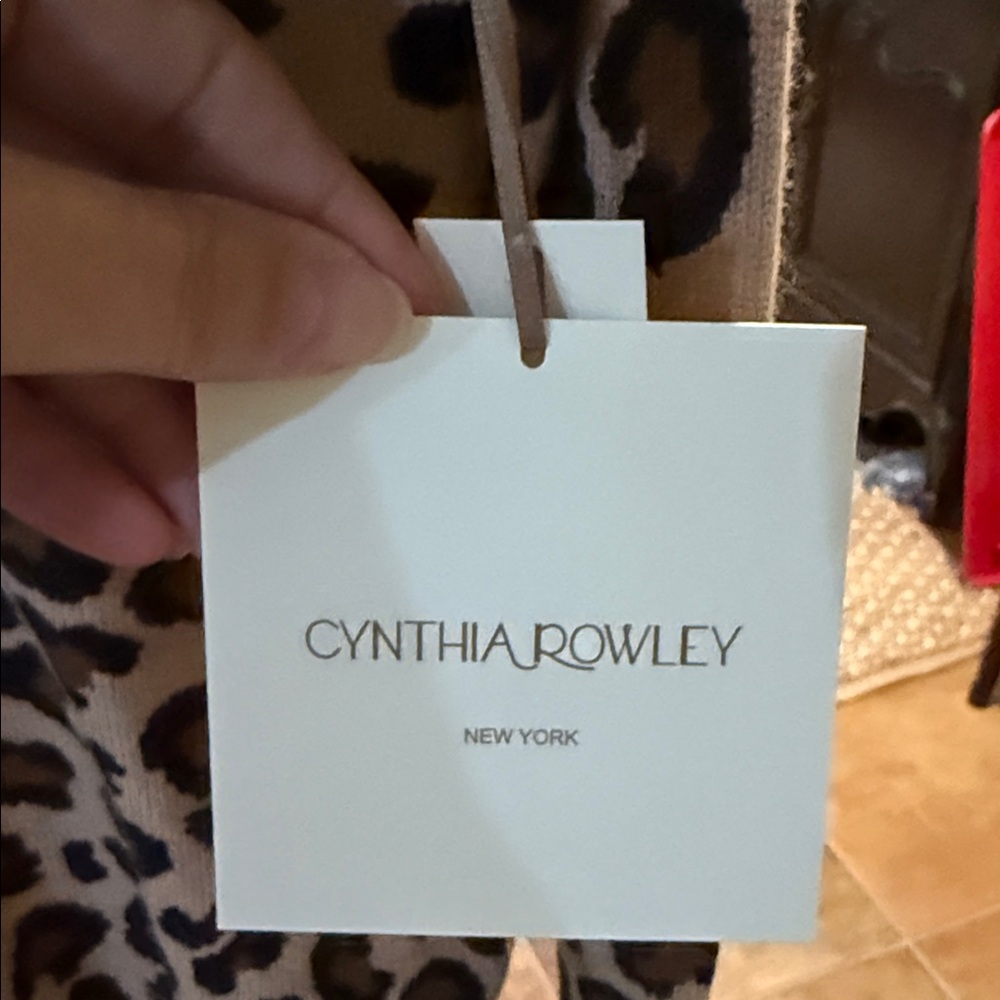 Cynthia Rowley Black and Tan Leopard Sweater-Cashmere NWT - Picture 2 of 5